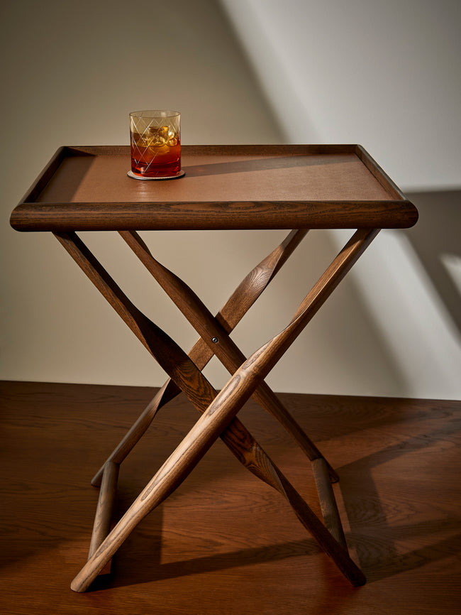 Giobagnara - Elica Leather and Wood Serving Table - Brown - ABASK