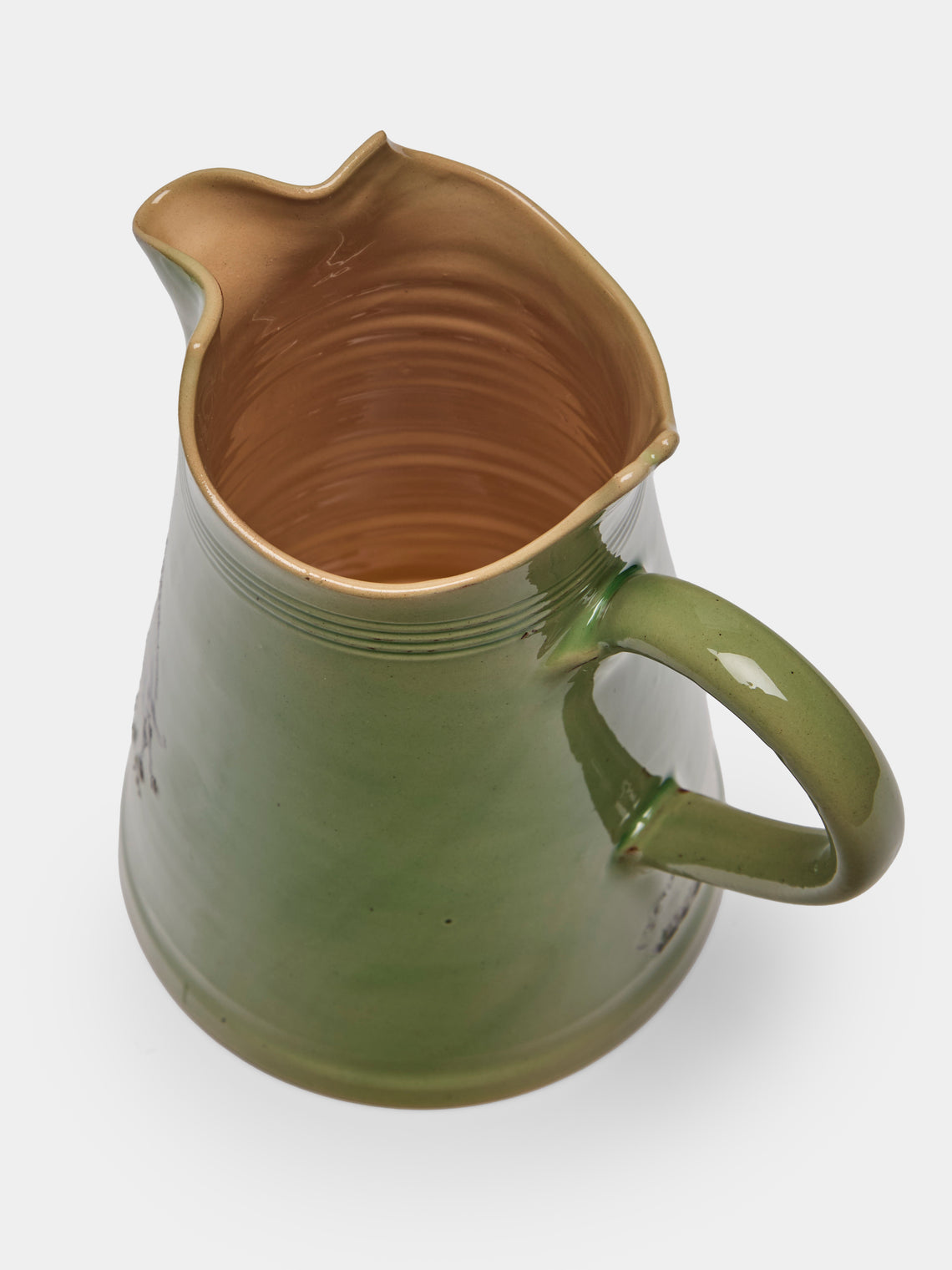 Poterie d’Évires - Boars Hand-Painted Ceramic Large Milk Jug - Green - ABASK