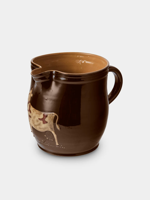 Poterie d’Évires - Cows Hand-Painted Ceramic Medium Jug - Dark Brown - ABASK - 