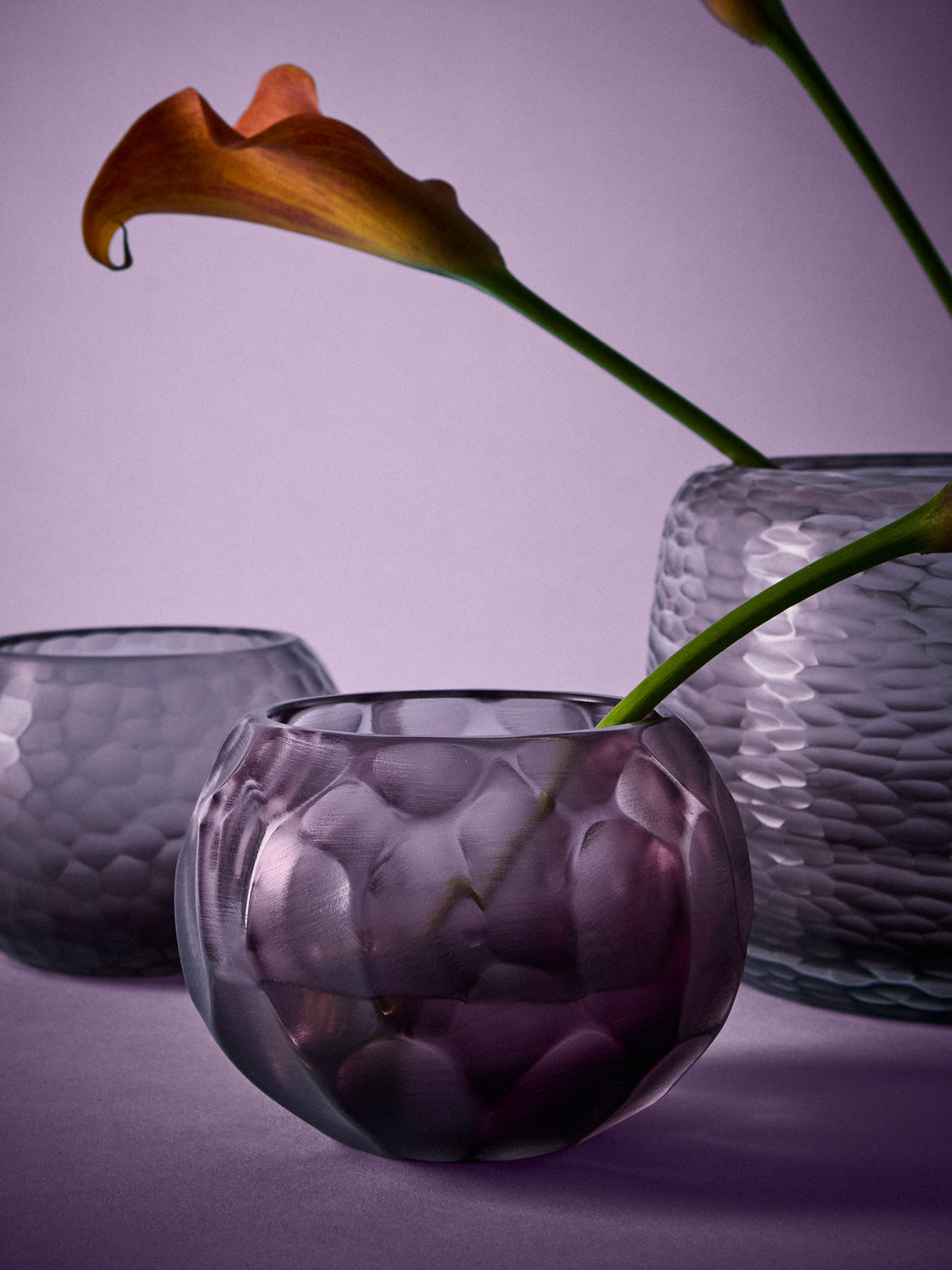 Micheluzzi Glass - Bocia Ametista Bamboo Hand-Blown Murano Glass Vase (4.5in/11.5cm) - Purple - ABASK