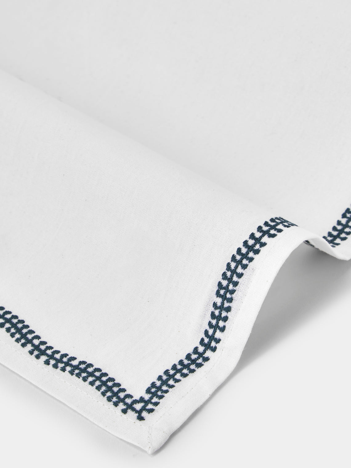 Chamois - Embroidered Linen Napkins (Set of 4) - White - ABASK