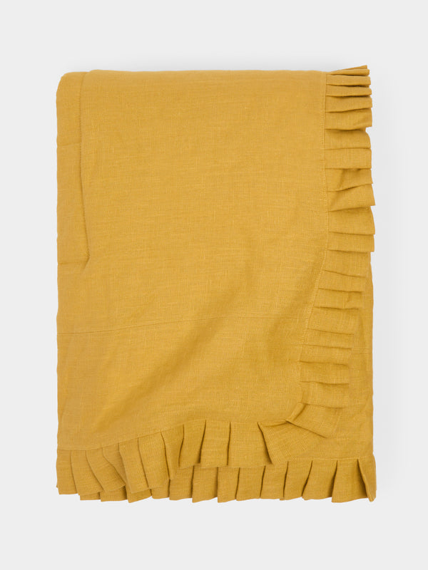 Volga Linen - Quilted Linen Super King-Size Bed Throw -  - ABASK - 