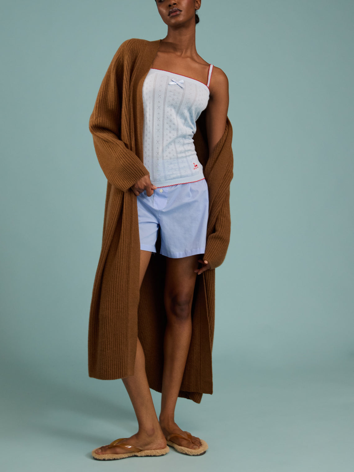 B.B. Wallace - Chicago Cotton Pointelle Camisole Top | Size: S - Light Blue - ABASK