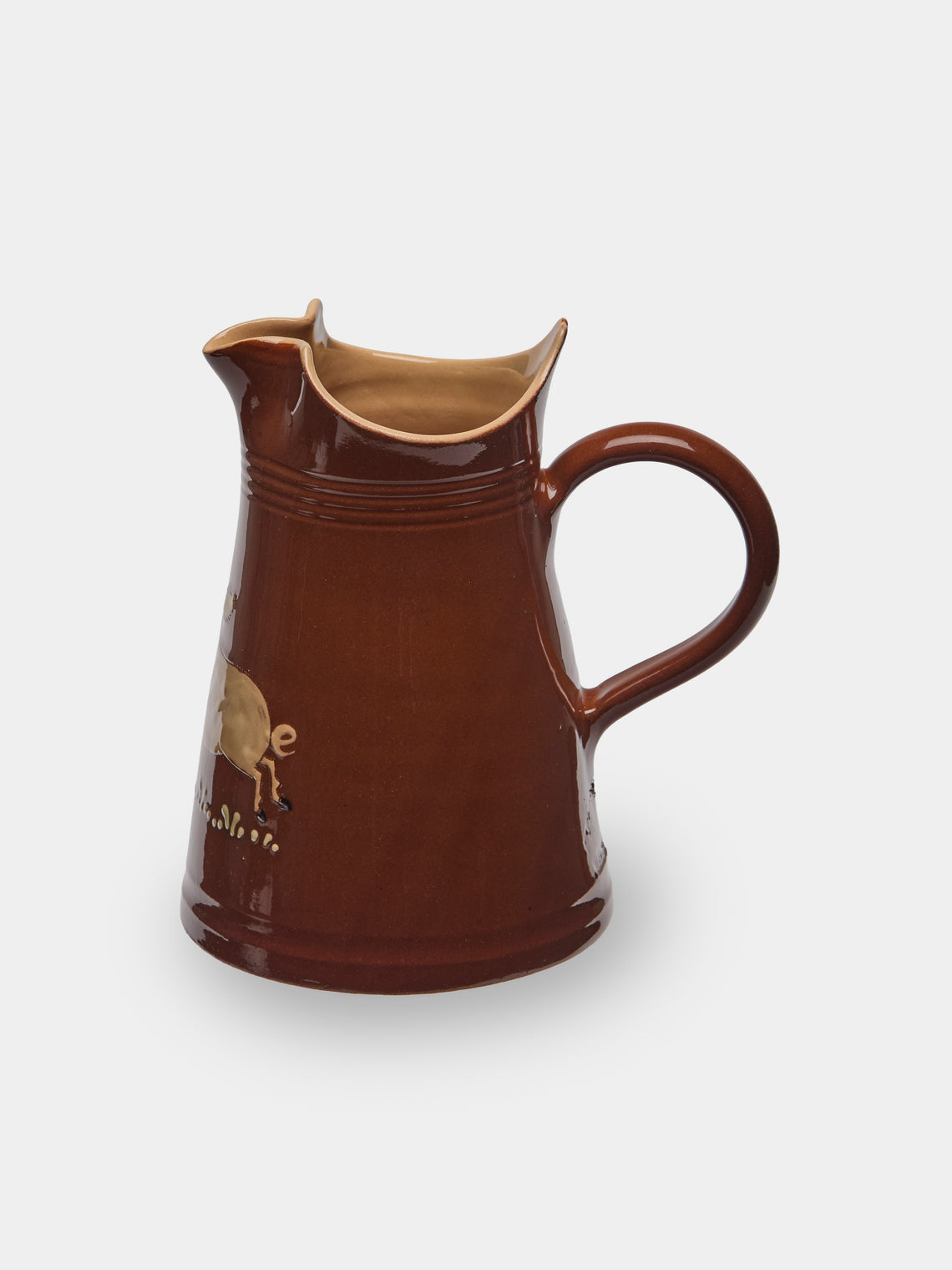 Poterie d’Évires - Pig Hand-Painted Ceramic Milk Jug - Light brown - ABASK