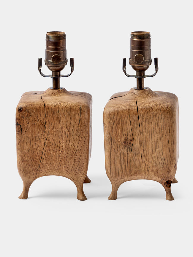 Jamie Gaunt Designs - | Set of 2 | No. 1 Natural Oak Mini Table Lamps - Natural - ABASK - 