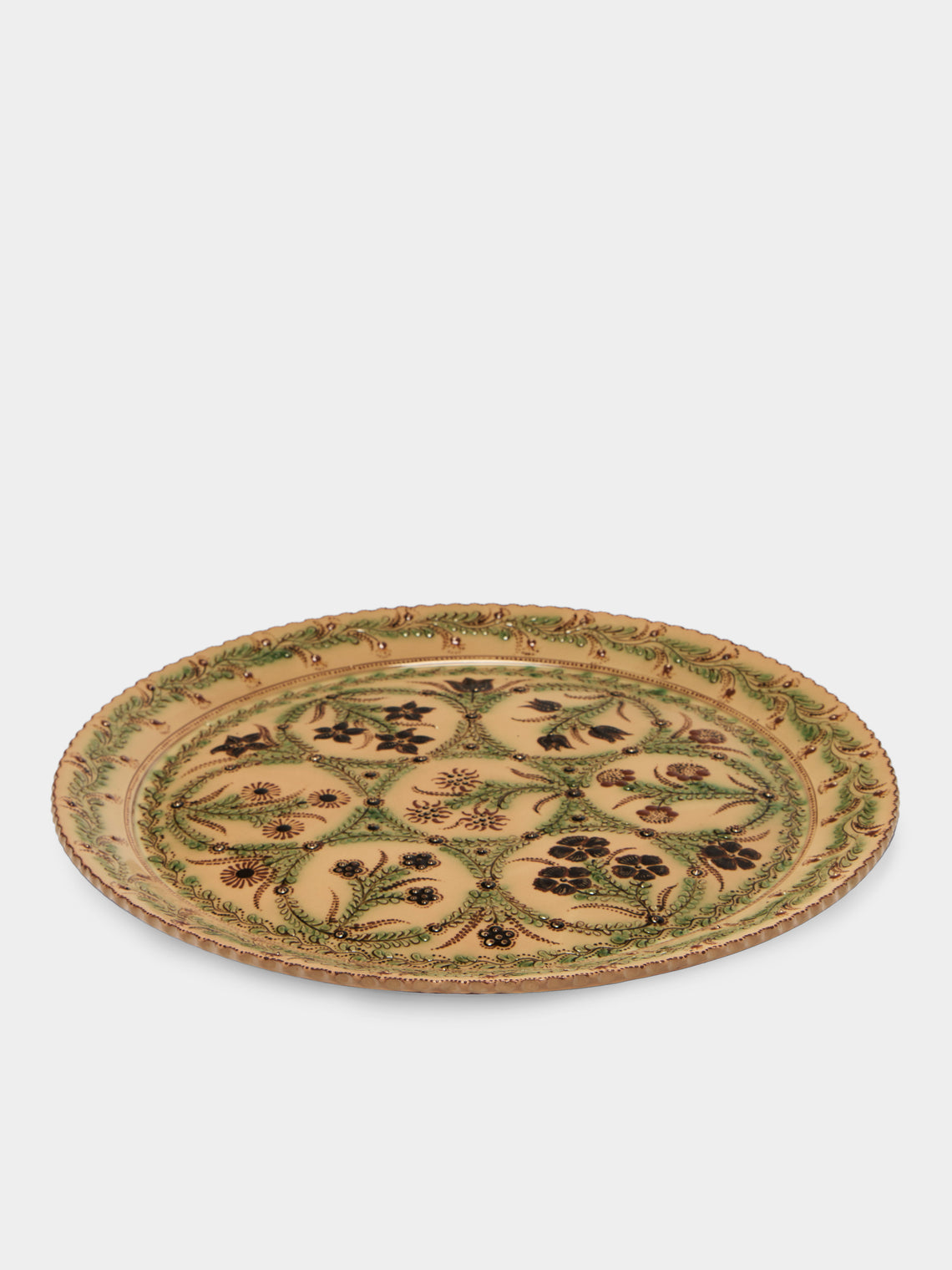 Poterie d’Évires - Flowers Hand-Painted Ceramic Giant Platter - Cream - ABASK