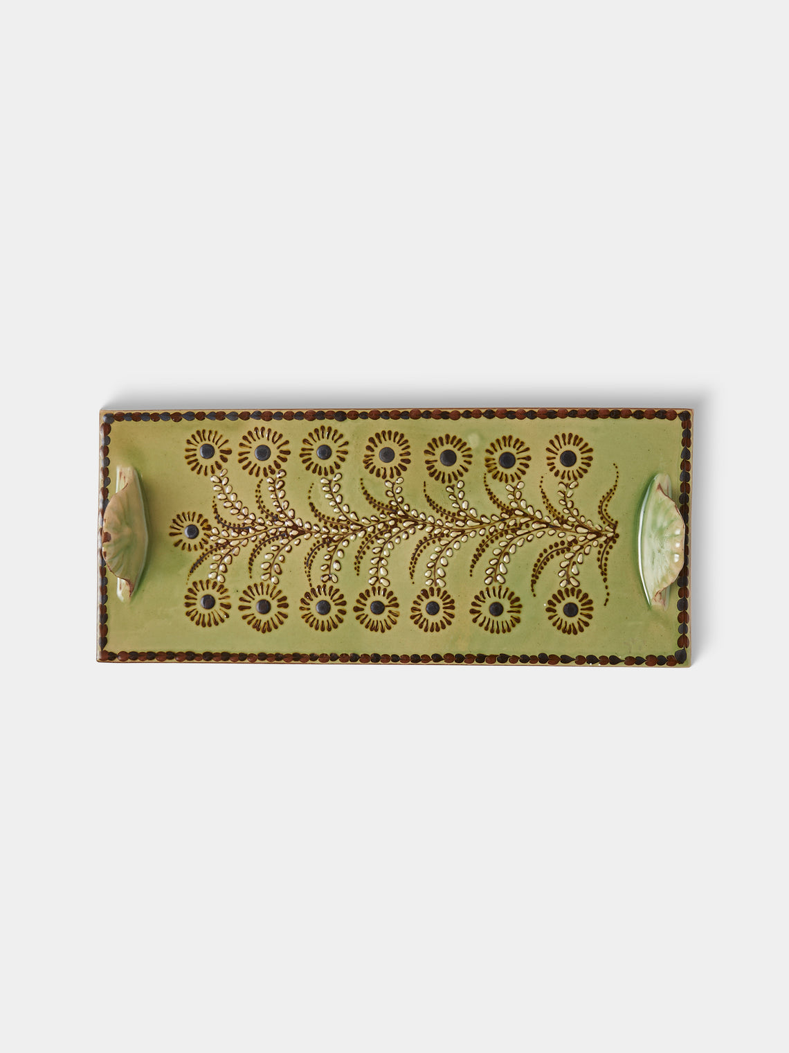 Poterie d’Évires - Flowers Hand-Painted Ceramic Cheese Platter - Green - ABASK - 