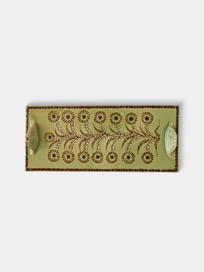 Poterie d’Évires - Flowers Hand-Painted Ceramic Cheese Platter - Green - ABASK - 