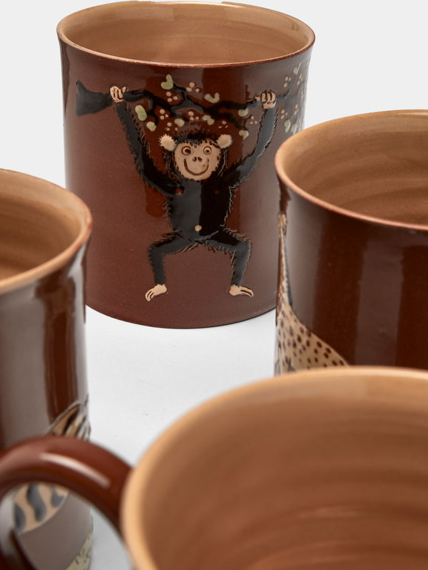 Poterie d’Évires - Safari Hand-Painted Ceramic Mugs (Set of 4) - Light brown - ABASK