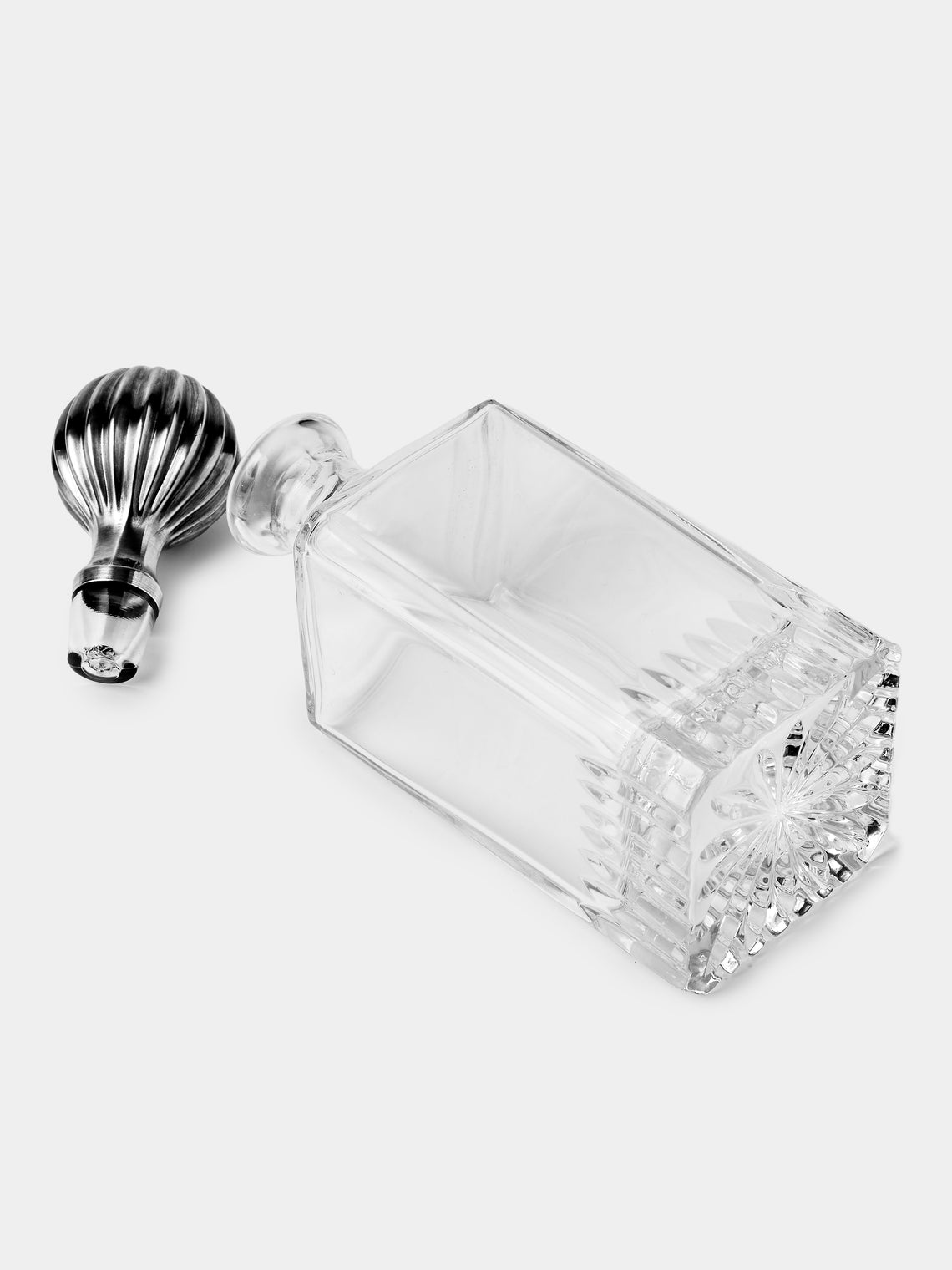 Antique and Vintage - Mid-Century Silver-Plated and Crystal Decanter - Clear - ABASK