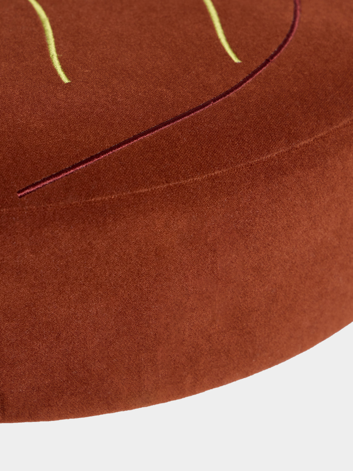 Uncommon Ancestor - Garden Party Embroidered Velvet Round Footstool - Red - ABASK