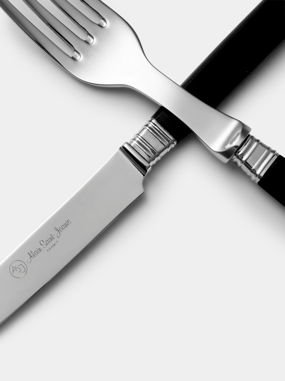 Alain Saint-Joanis - | Set of 4 Pieces | Empire Resin Starter / Dessert Cutlery - Black - ABASK