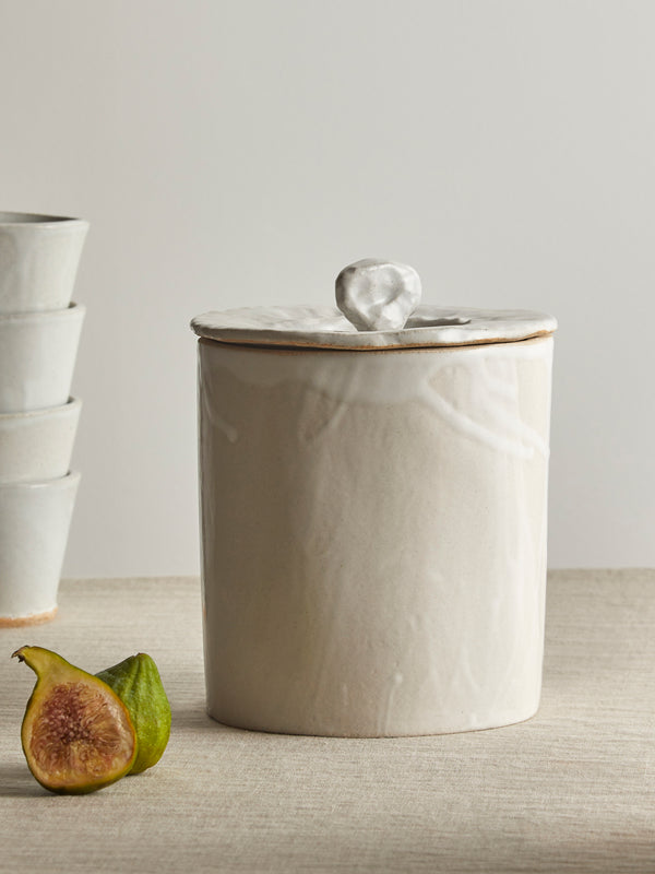 Estudio Vernís - Wood-Fired Stoneware Large Storage Jar - White - ABASK