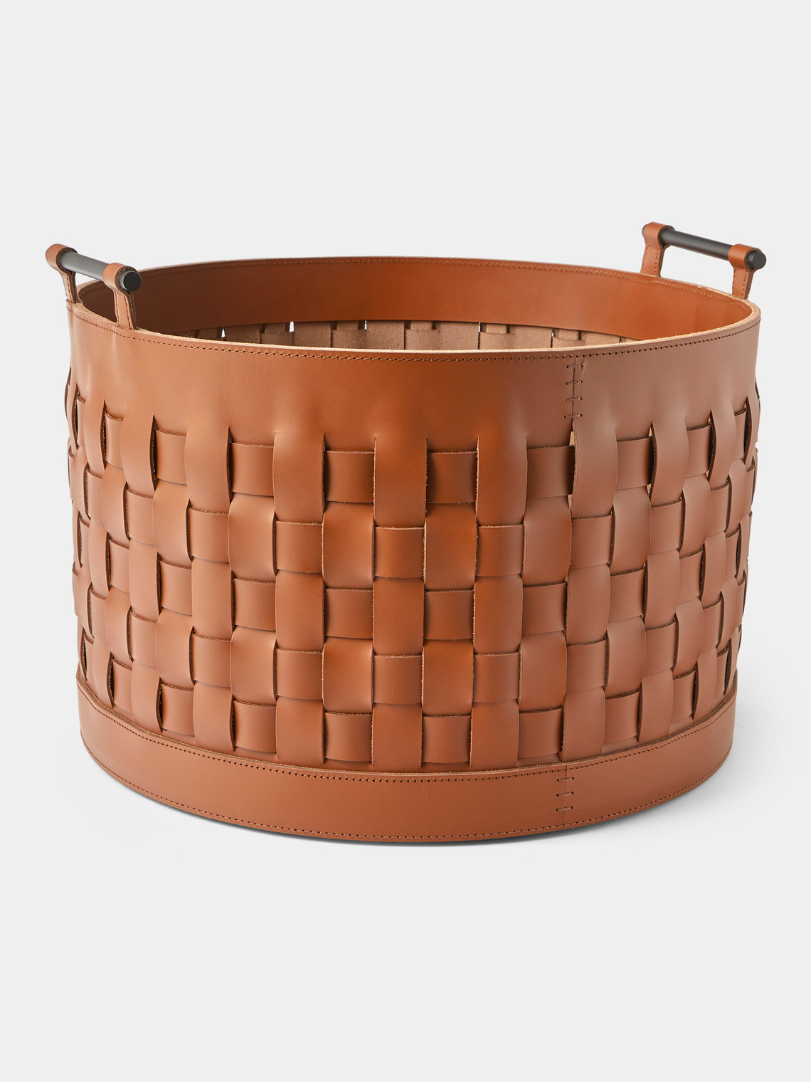 Rabitti 1969 - Ravenna Leather Round Tall Basket - Orange - ABASK