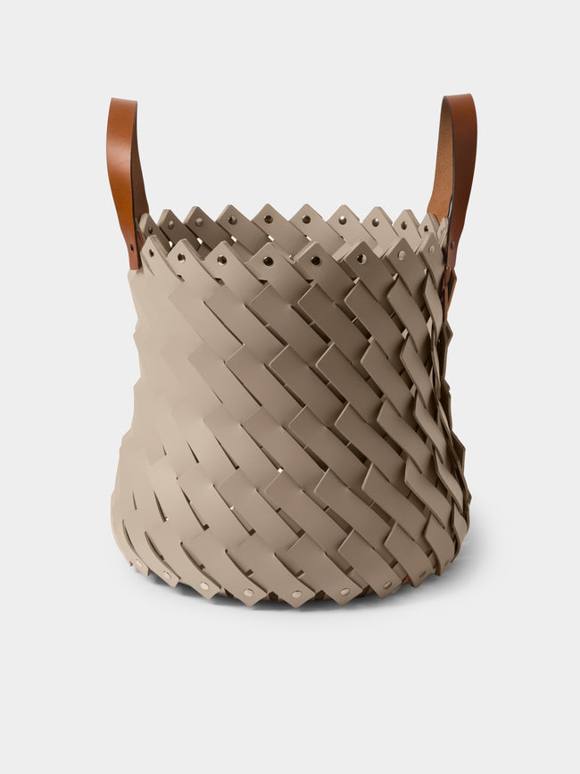 Pinetti - Almeria Handwoven Water-Resistant Leather Basket - Taupe - ABASK - 