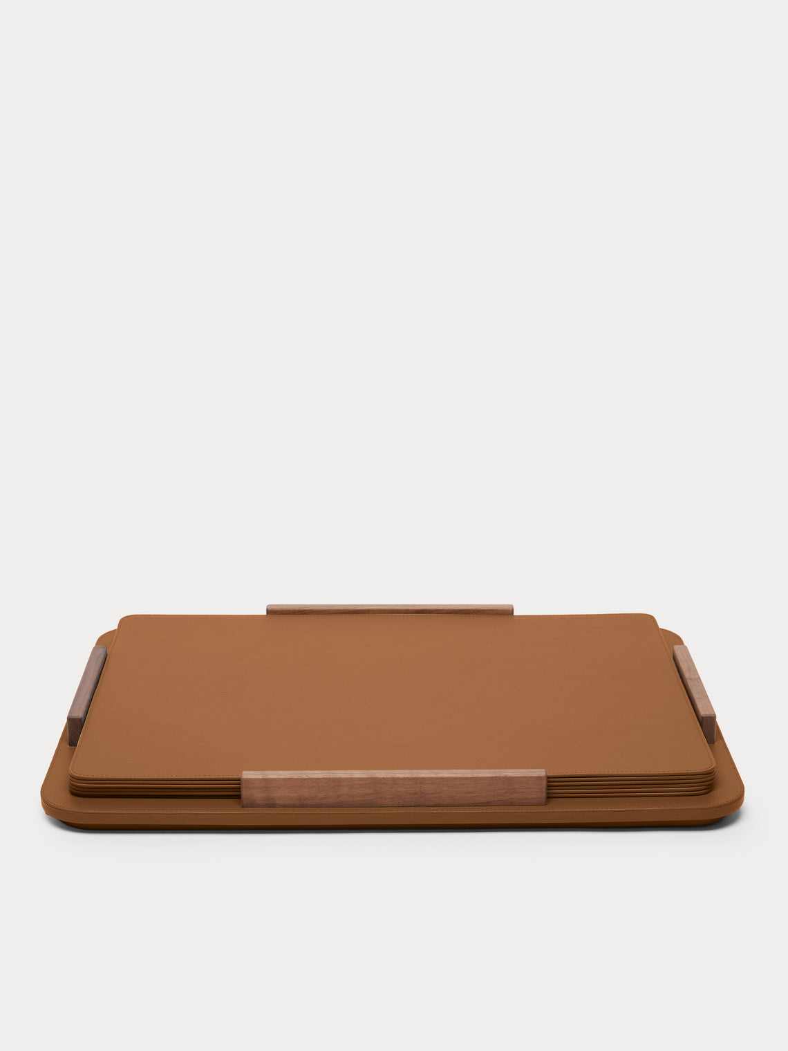 Giobagnara x Poltrona Frau - Leather and Walnut Placemats with Holder (Set of 6) - Tan - ABASK - 