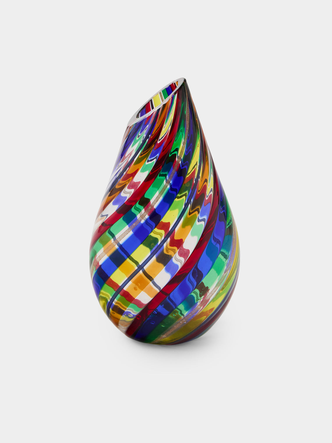 Antique and Vintage - 1970s Galliano Ferro Murano Glass Vase (6in/15cm) - Blue - ABASK - 