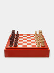 Giobagnara - Leather Triple Checkers, Chess and Dominoes Compendium - Orange - ABASK - 
