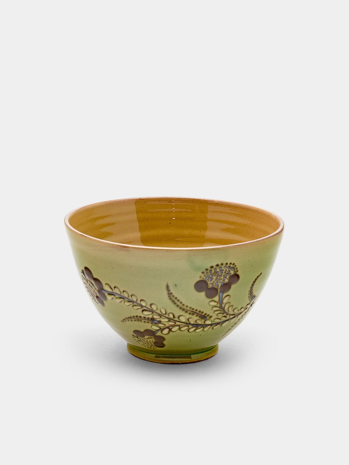 Poterie d’Évires - Flowers Hand-Painted Ceramic Bowls (Set of 6) - Green - ABASK