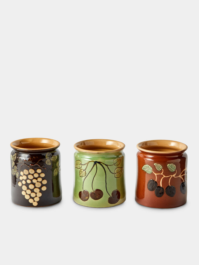 Poterie d’Évires - Fruits Hand-Painted Ceramic Jam Pots (Set of 3) - Multiple - ABASK - 