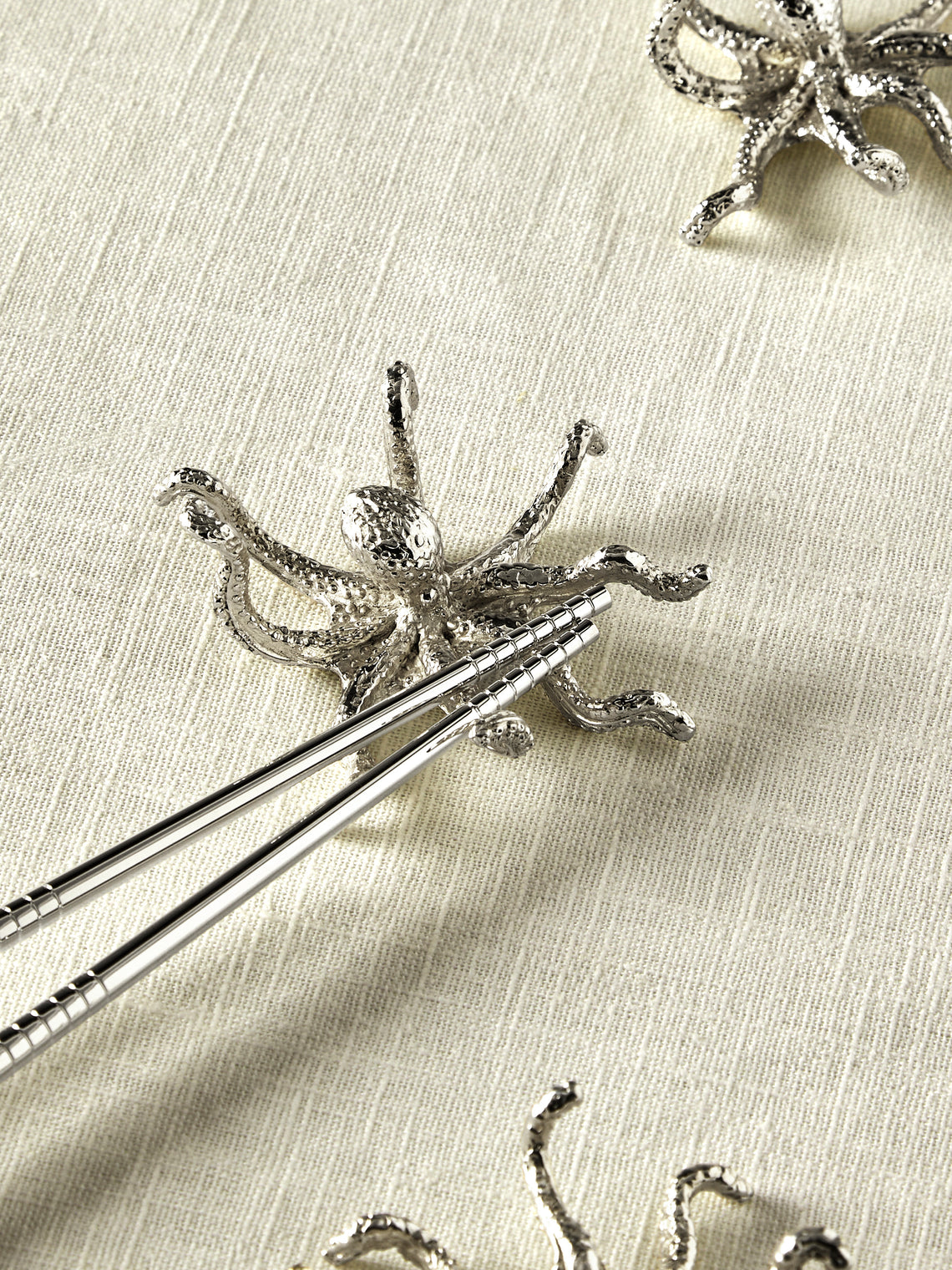 Objet Luxe - Octopus Silver-Plated Chopstick Rests (Set of 4) - Silver - ABASK