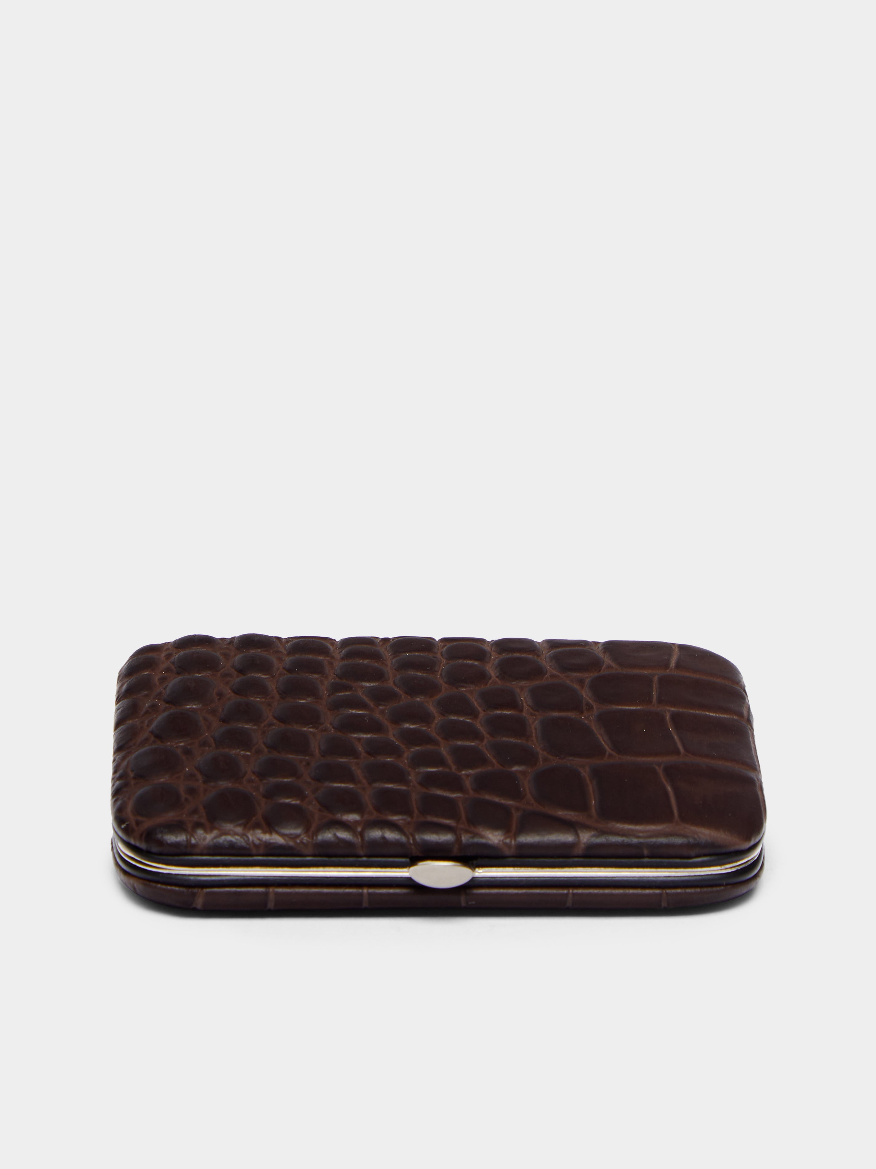 Brown Embossed Leather Cigarette Case by F. Hammann