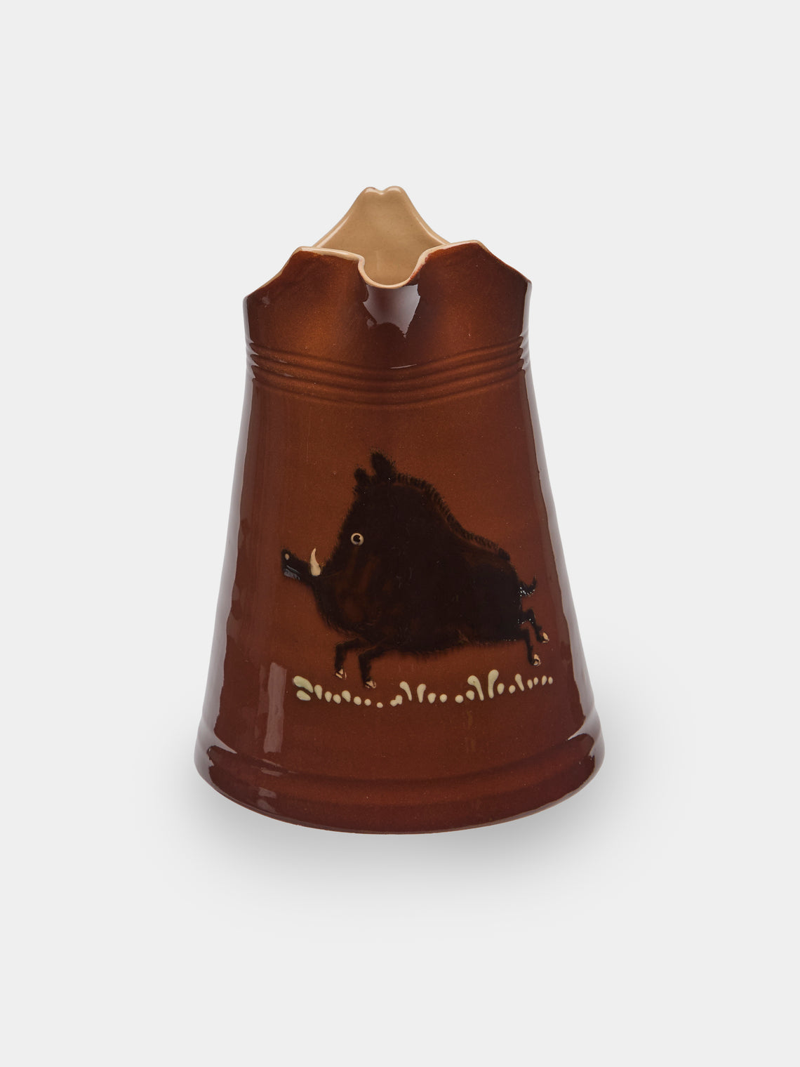 Poterie d’Évires - Boars Hand-Painted Ceramic Milk Jug - Light brown - ABASK