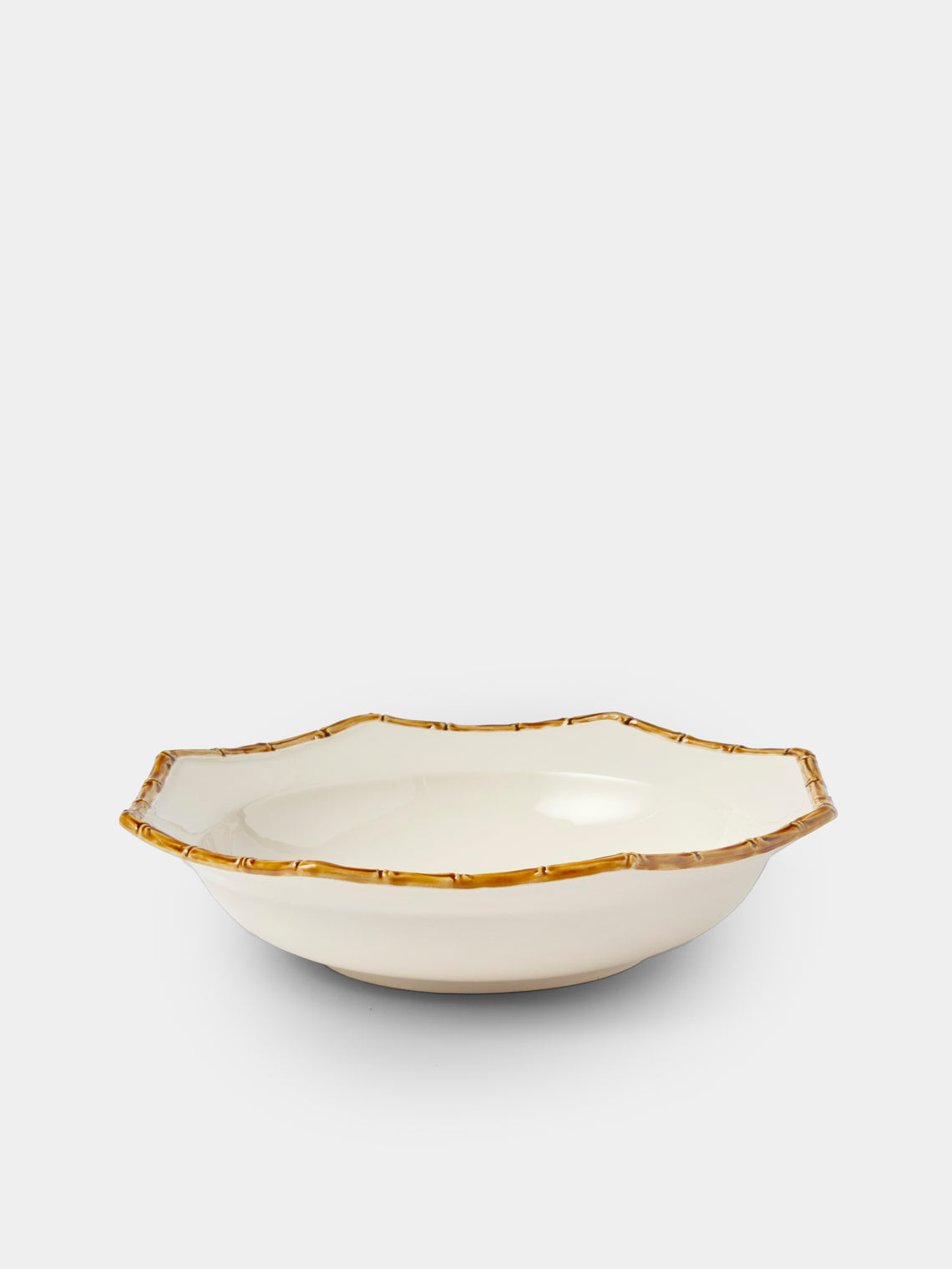 Verdolini - Bamboo Hand-Painted Ceramic Salad Bowl - White - ABASK - 
