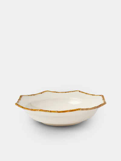 Verdolini - Bamboo Hand-Painted Ceramic Salad Bowl - White - ABASK - 