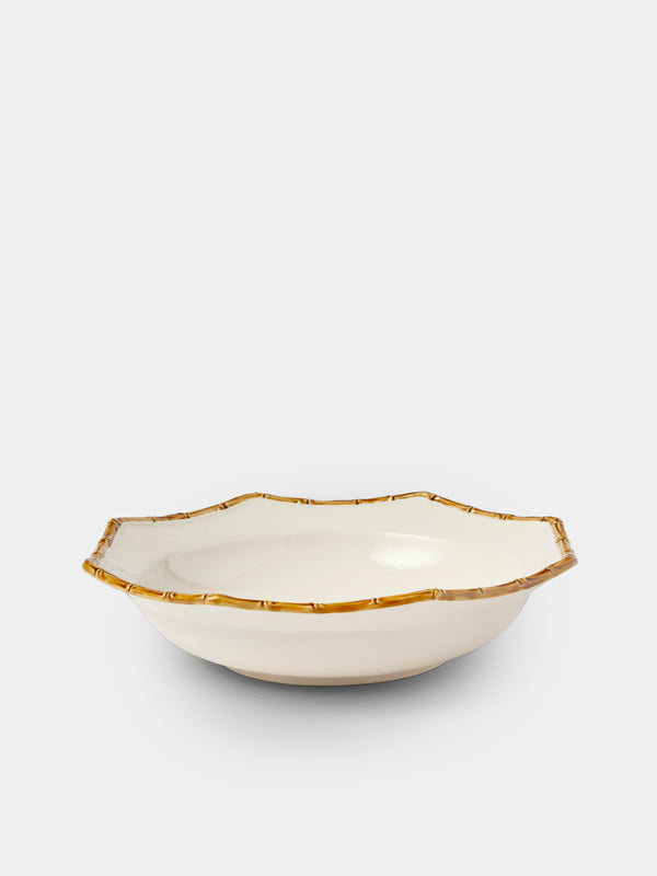 Verdolini - Bamboo Hand-Painted Ceramic Salad Bowl - White - ABASK - 