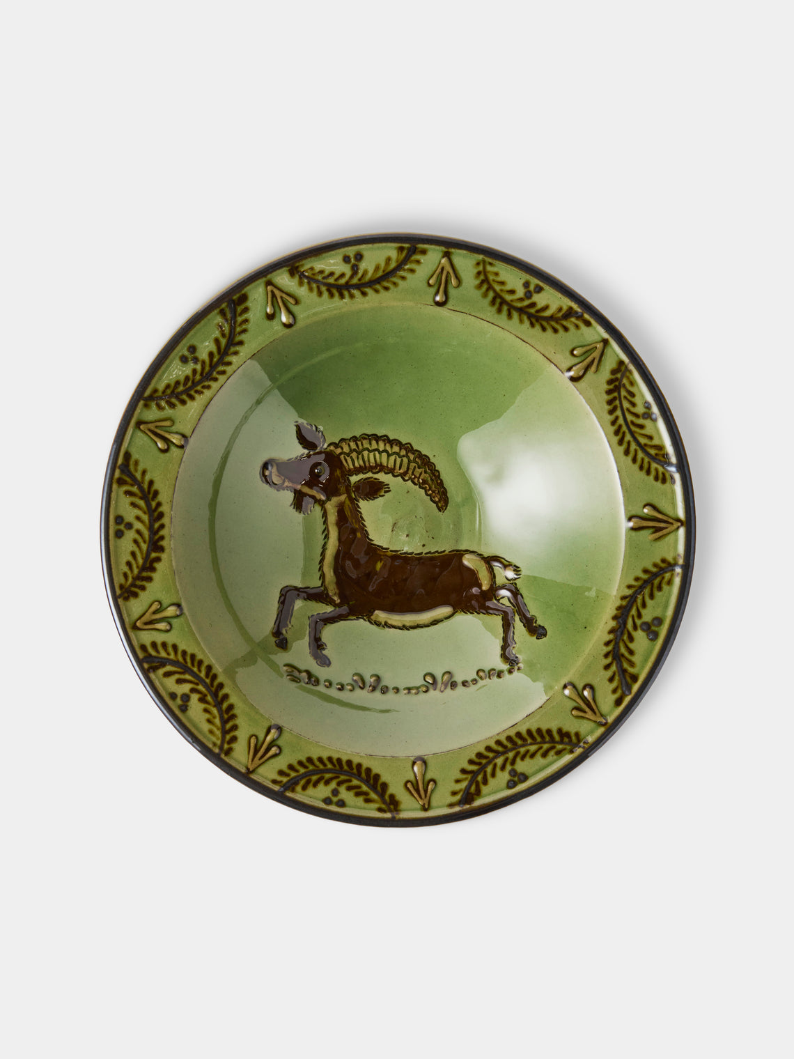 Poterie d’Évires - Animals Hand-Painted Ceramic Breakfast Bowls (Set of 4) - Green - ABASK