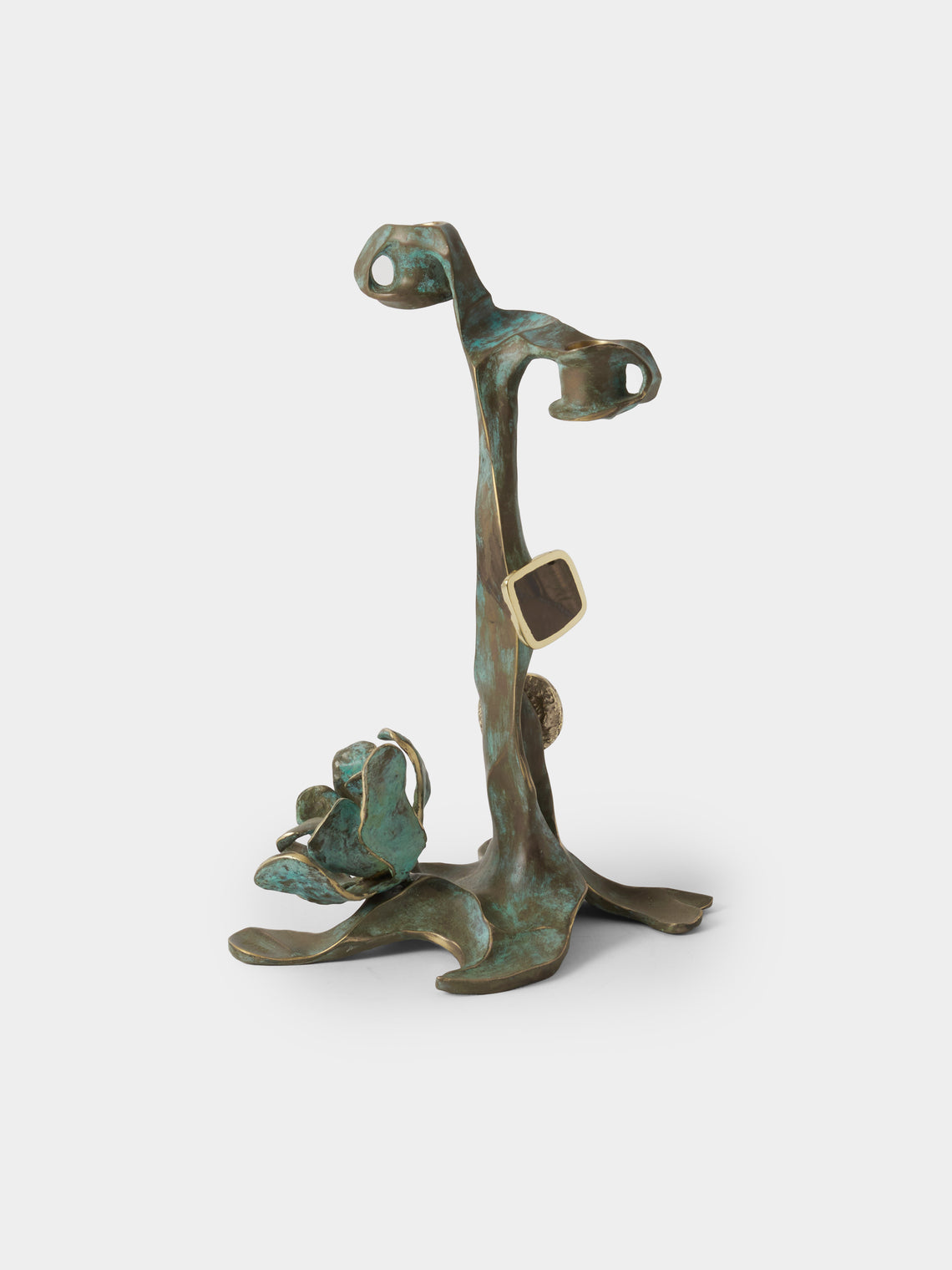 Viya - Glory Lily Brass Medium Candle Holder - Brass - ABASK
