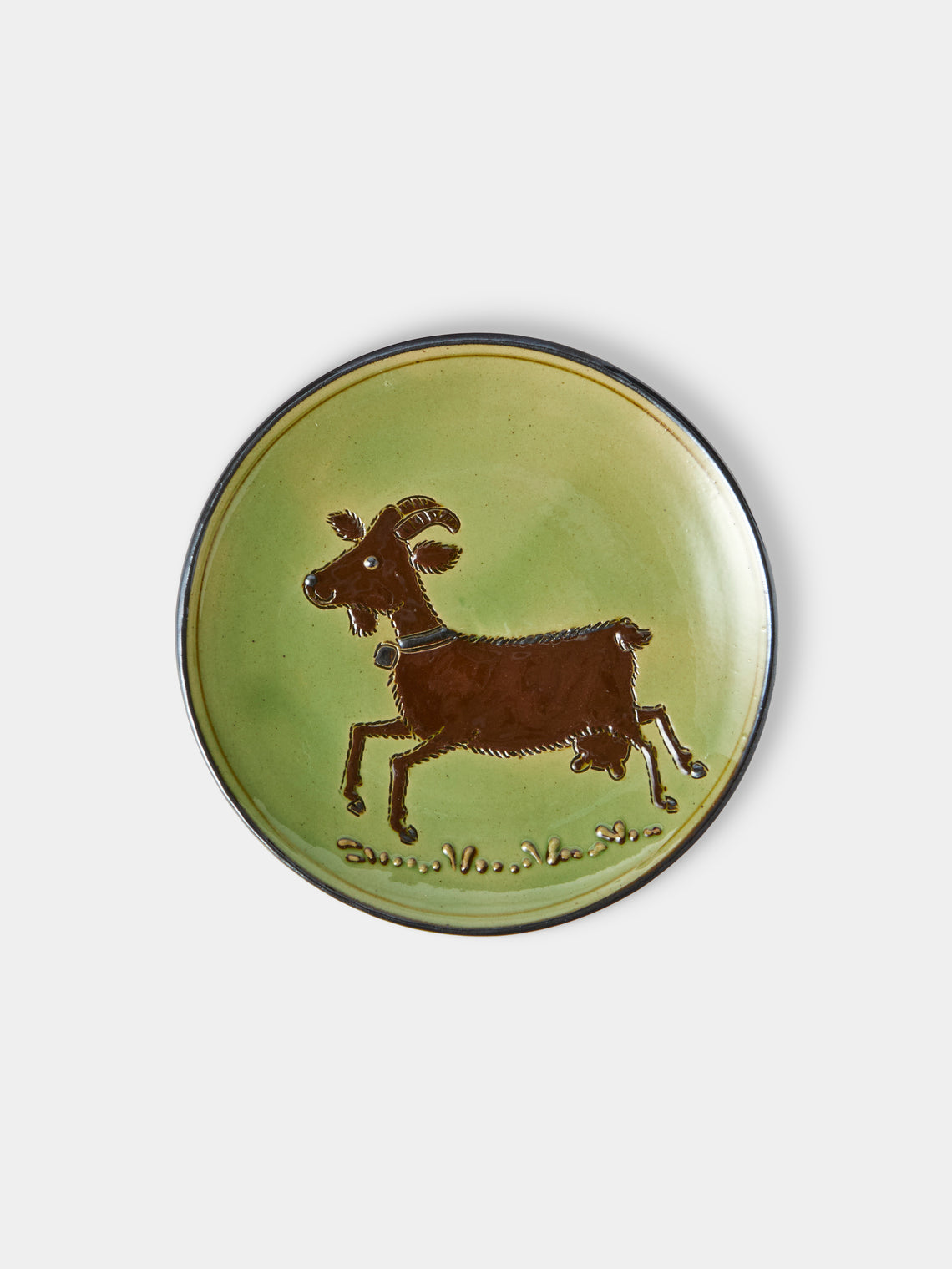 Poterie d’Évires - Animals Hand-Painted Ceramic Plates – 5.5in/14cm (Set of 4) - Green - ABASK