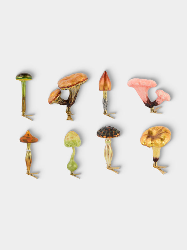 ABASK Decorations - Psychedelic Mushrooms Hand-Blown Glass Clip-On Tree Decorations (Set of 8) - Multiple - ABASK - 