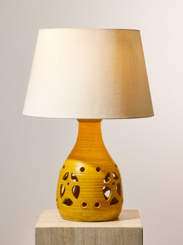Antique and Vintage - 1960s Accolay Ceramic Table Lamp - Yellow - ABASK