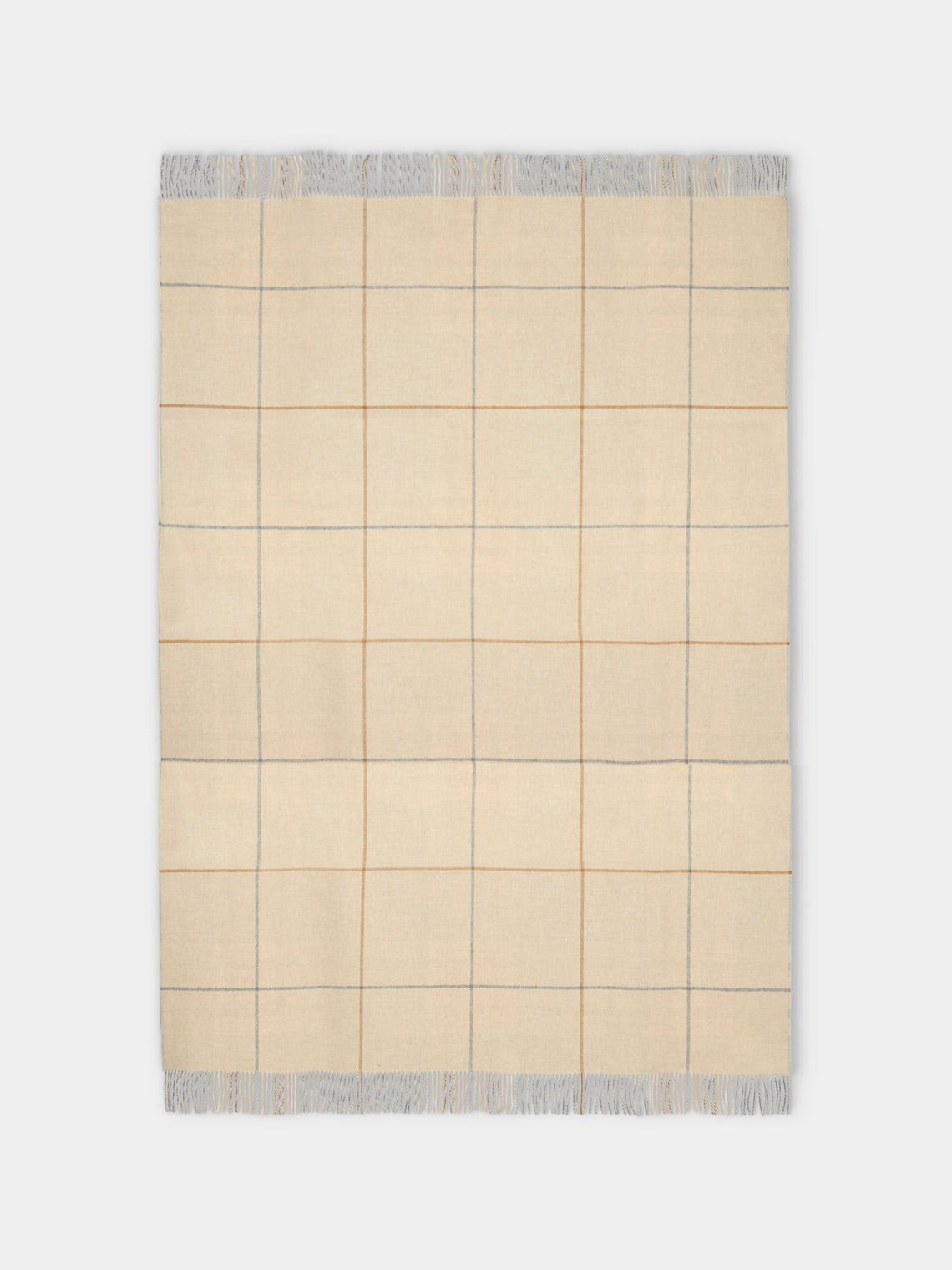 Johnstons of Elgin - Double-Faced Wool Check Throw (75in/1.9m) - Beige - ABASK