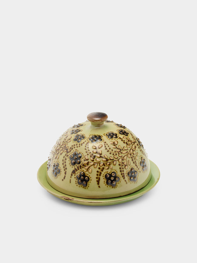 Poterie d’Évires - Flowers Hand-Painted Ceramic Small Lidded Butter Dish - Green - ABASK - 