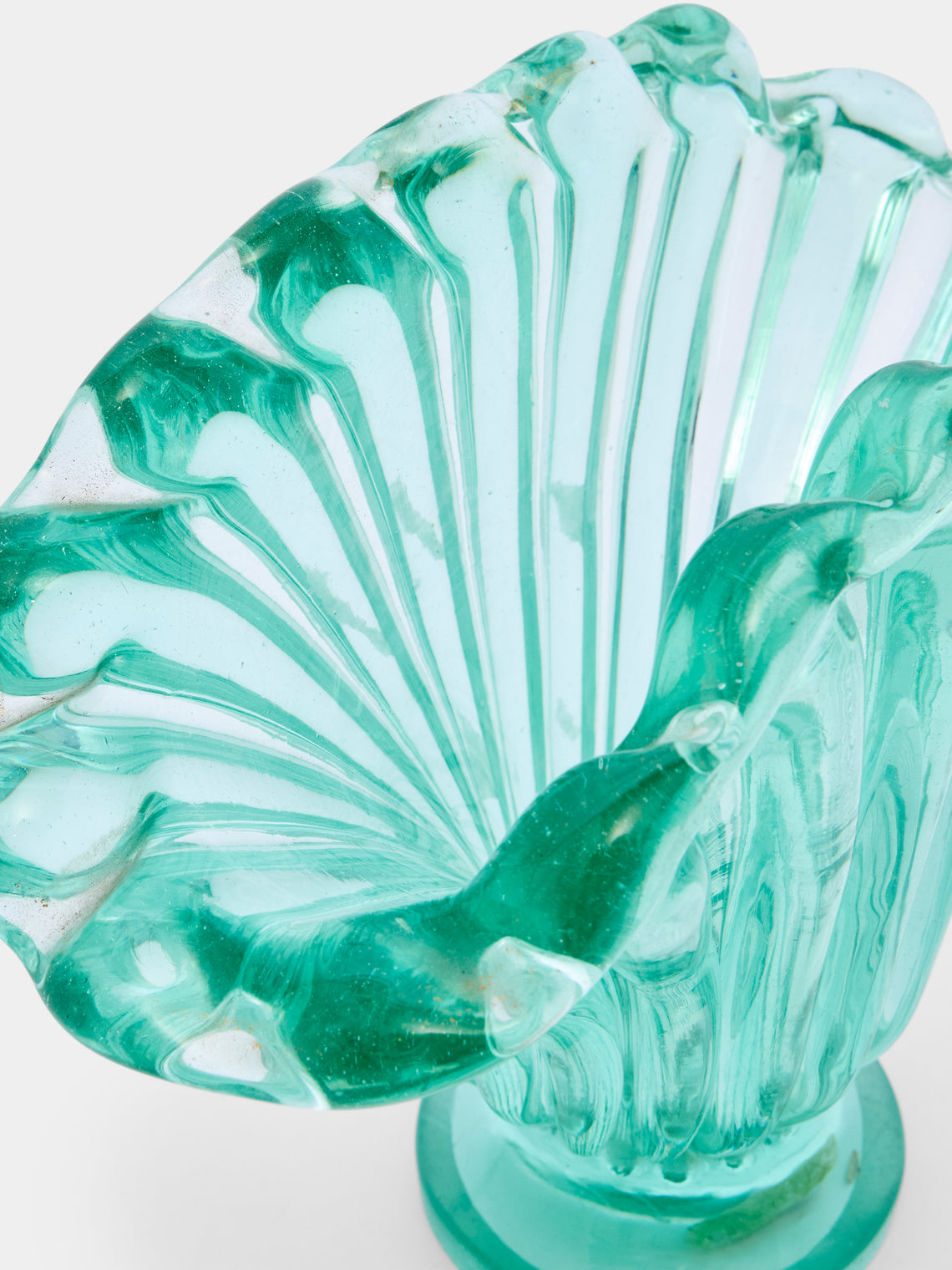 Antique and Vintage - 1942 Flavio Poli for Seguso Vetri d’Arte Murano Glass  Vase (11in/28cm) - Green - ABASK