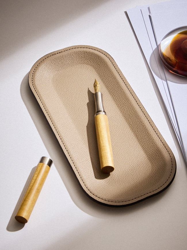Pinetti - Victor Leather Trinket Tray (9.5in/24cm) - Taupe - ABASK
