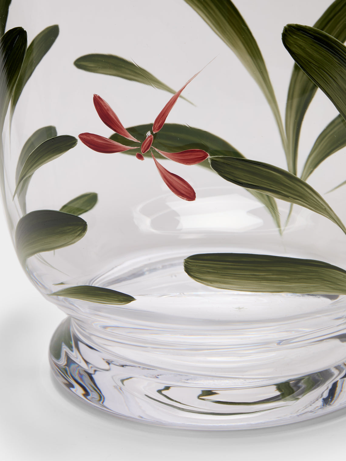 Los Vasos de Agua Clara - Dragonfly Hand-Painted Crystal Hurricane Candle Holder - Green - ABASK
