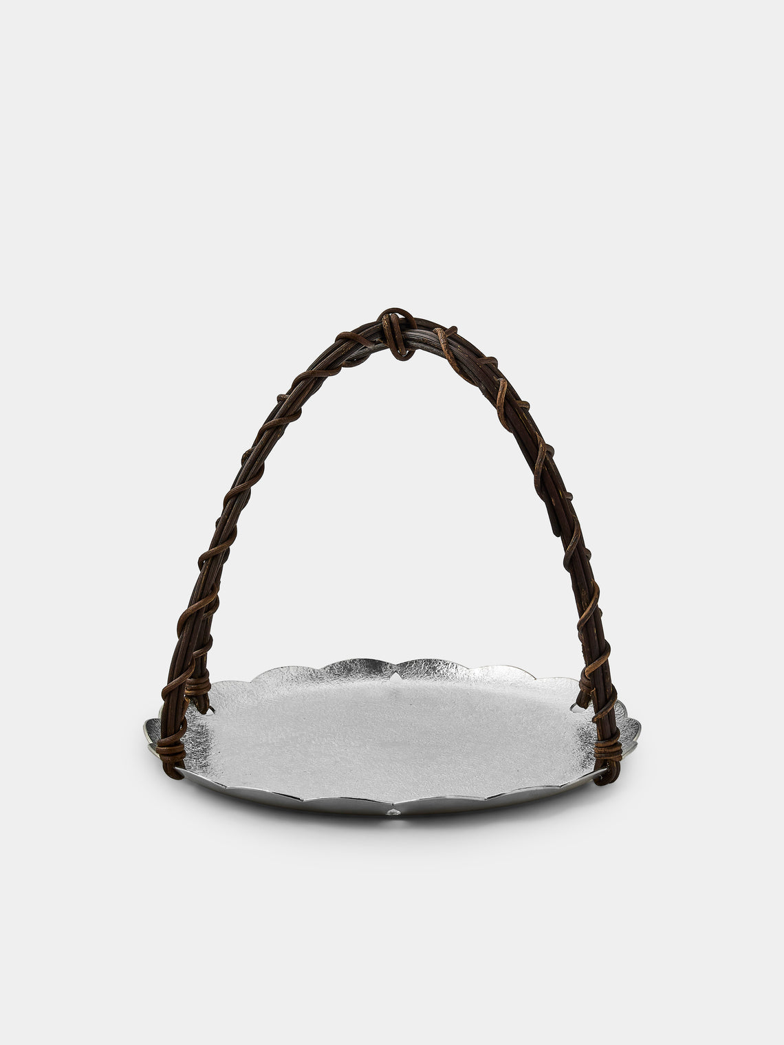 Seikado - Snowflake Pewter and Wisteria Vine Serving Plate (8in/21cm) - Silver - ABASK