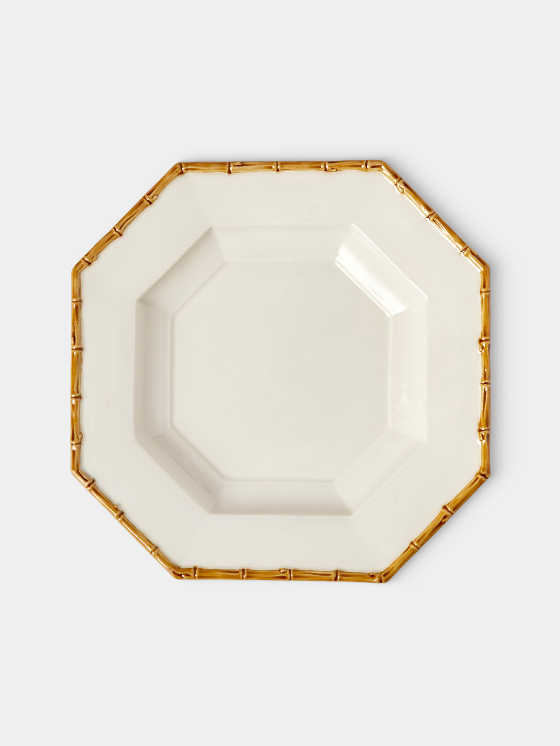 Verdolini - Bamboo Hand-Painted Ceramic Soup Plate (9.5in/24cm) - White - ABASK - 