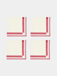 Borgo delle Tovaglie - Eva Rosso Embroidered Linen Napkins (Set of 4) - White - ABASK - 
