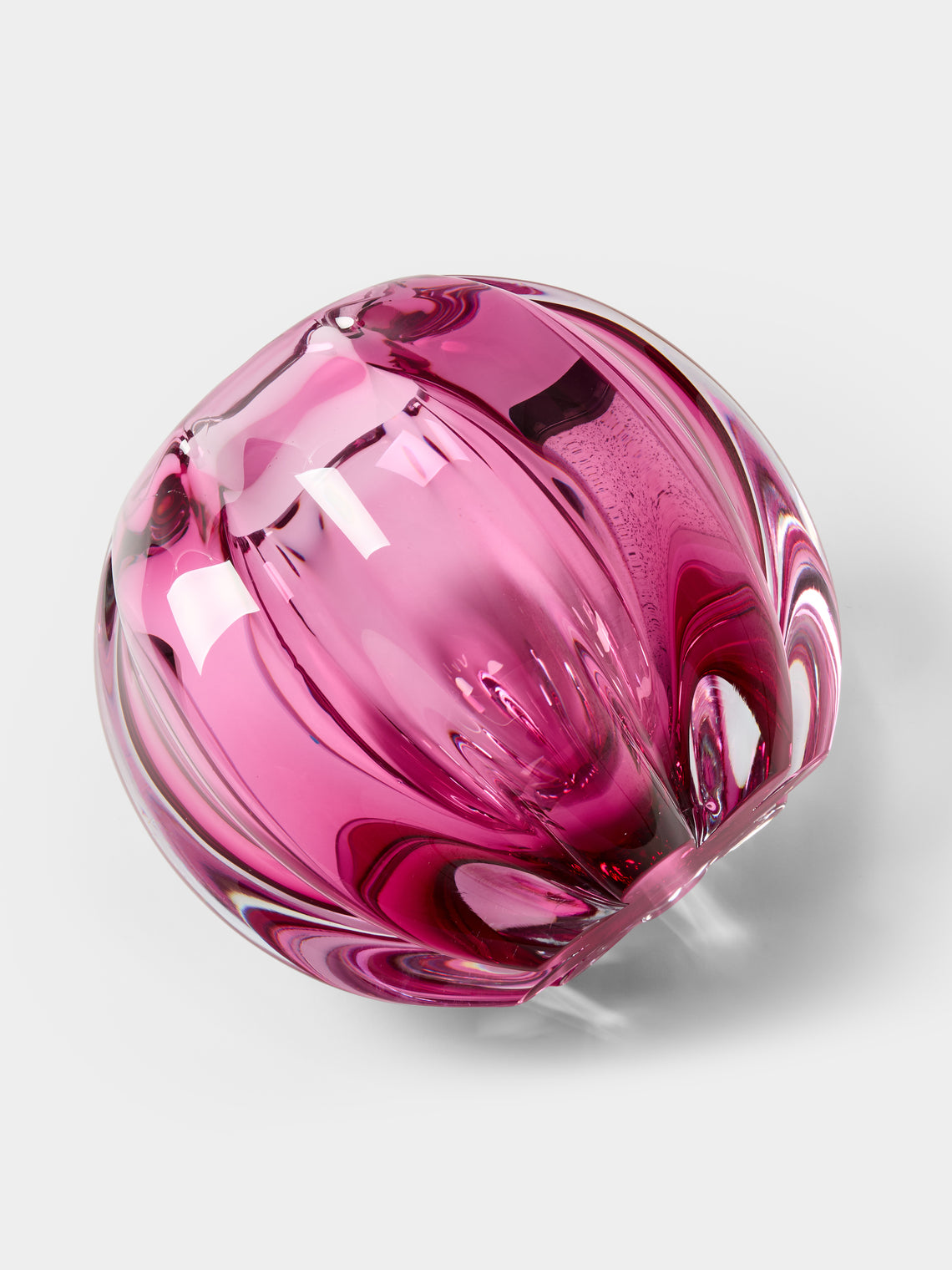 Yali Glass - Fiori Bolla Hand-Blown Murano Glass Vase (9.5in/24cm) - Pink - ABASK