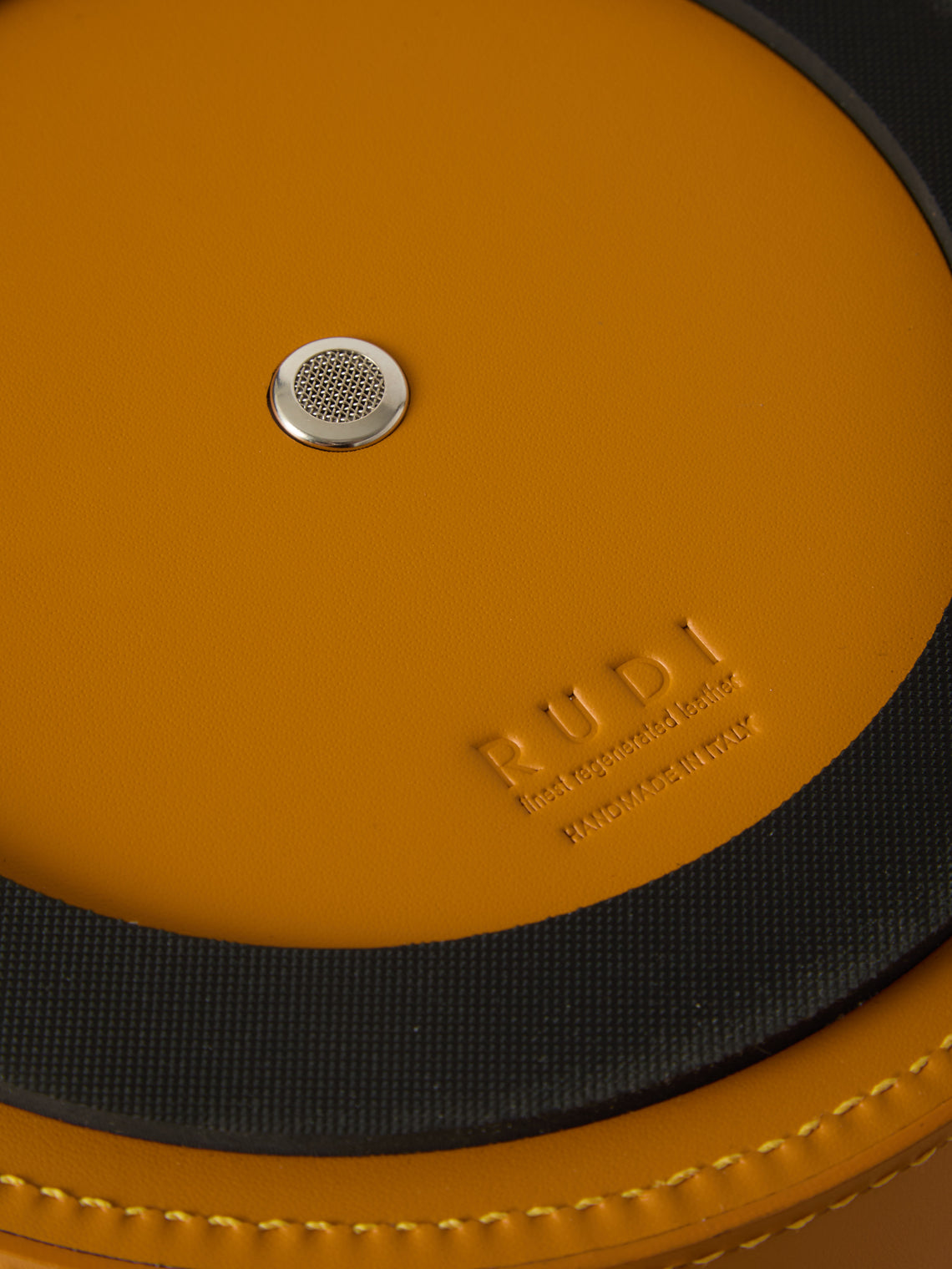RUDI - Perry Leather Lidded Wastepaper Bin - Yellow - ABASK
