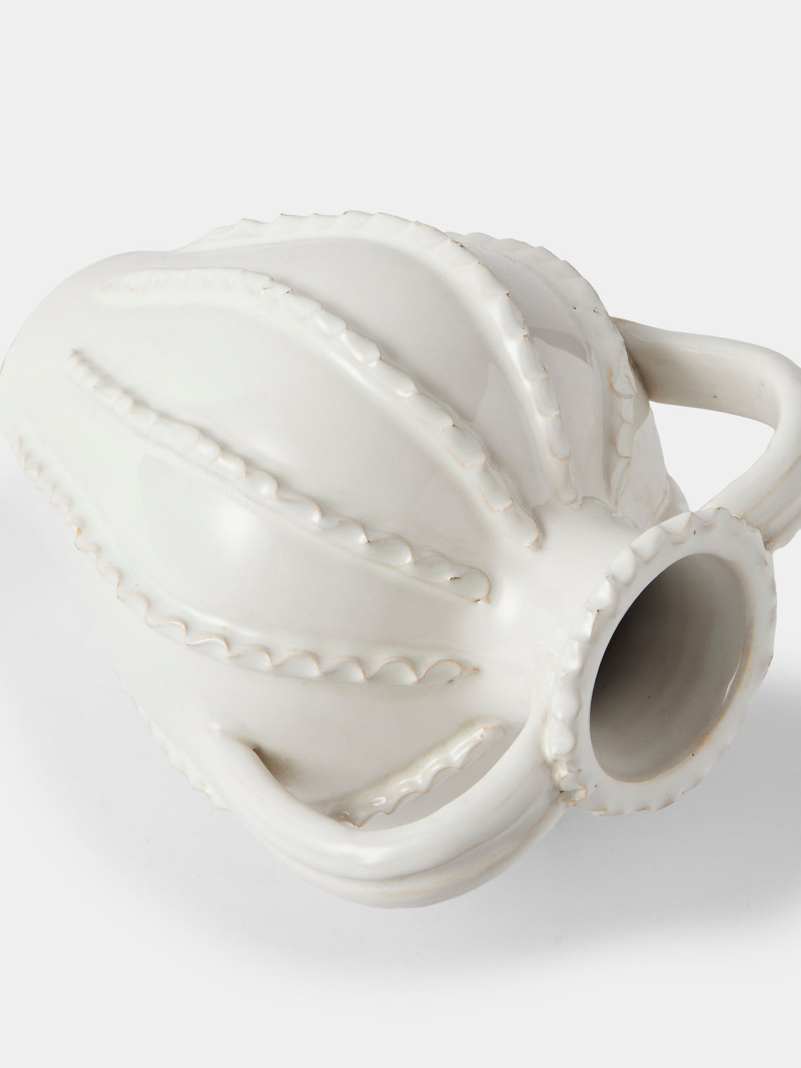 Antique and Vintage - 1920s Émile Tessier Ceramic Swirl Vase (9.5in/24cm) - White - ABASK
