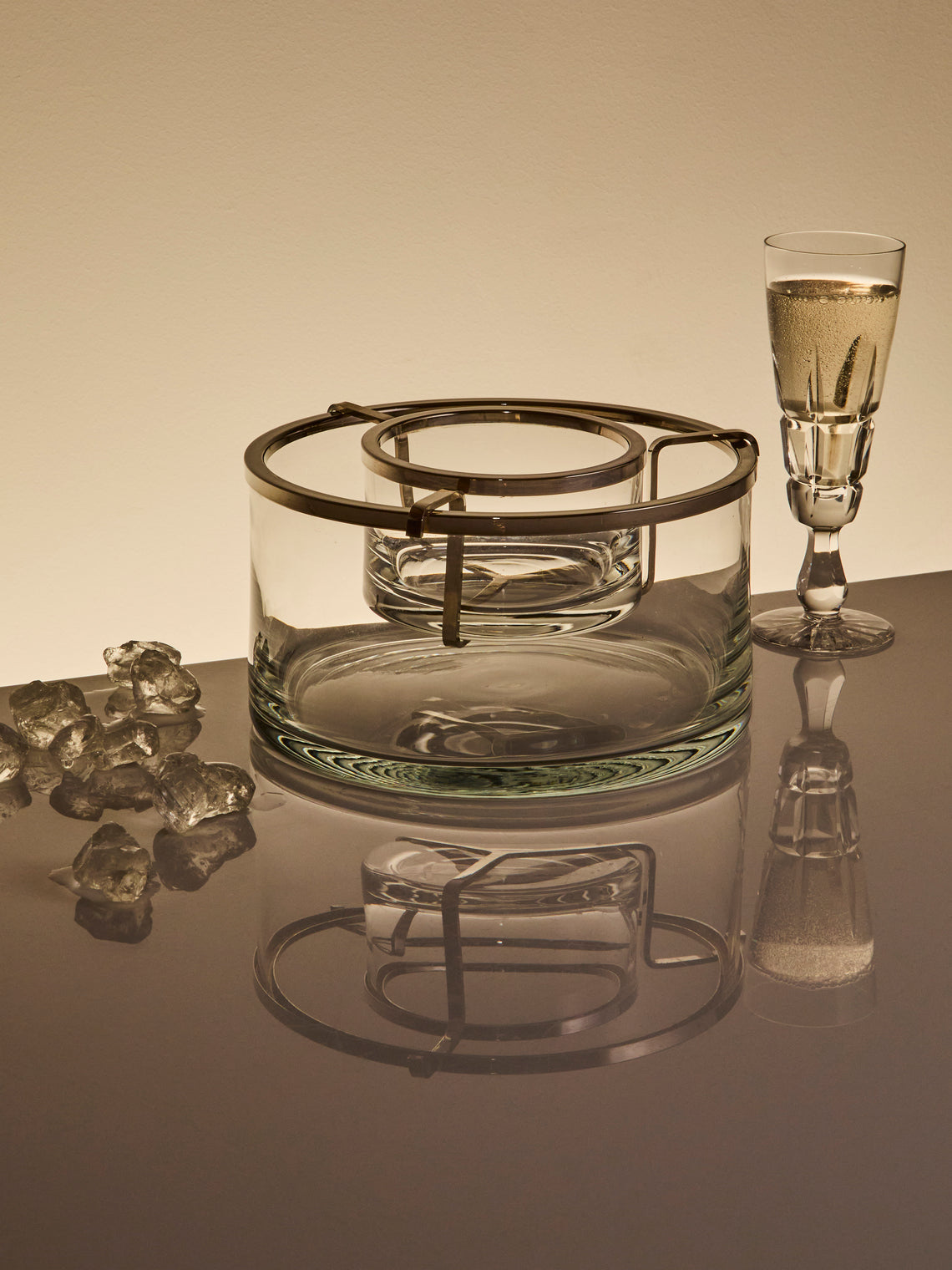 Antique and Vintage - Mid-Century Silver-Plated and Glass Caviar Dish - Clear - ABASK