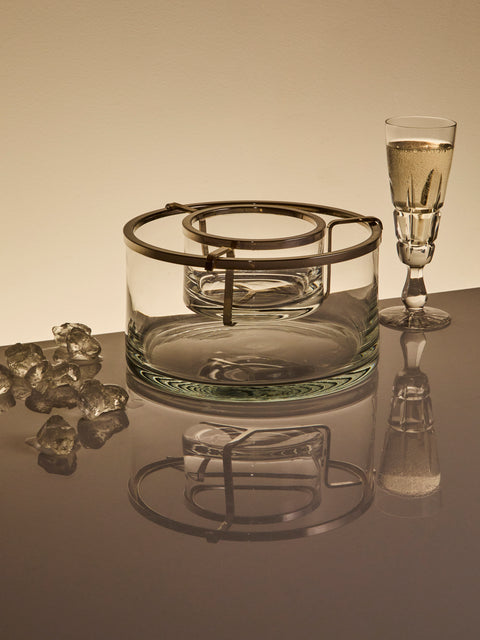 Antique and Vintage - Mid-Century Silver-Plated and Glass Caviar Dish - Clear - ABASK