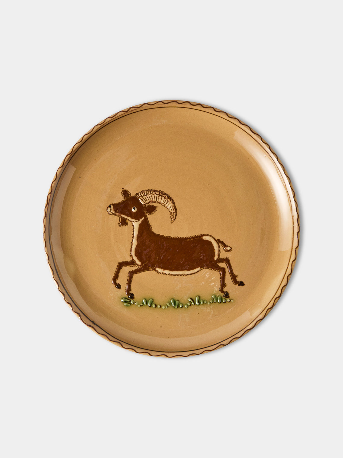 Poterie d’Évires - Animals Hand-Painted Ceramic Dinner Plates – 9.5in/24cm (Set of 4) - Cream - ABASK