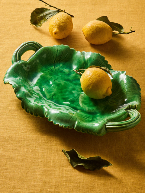 Antique and Vintage - 1950s Pol Chambost Ceramic Leaf Tray - Green - ABASK